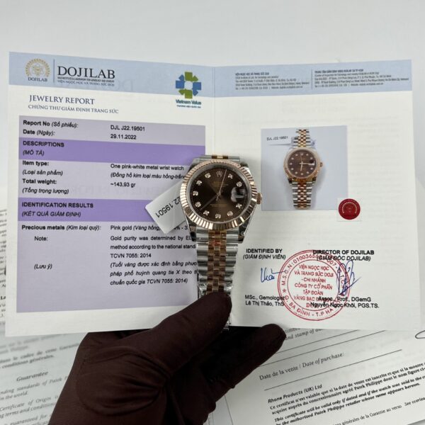 Dong Ho Boc Vang Rolex DateJust Mat So Chocolate Dinh Da Nha May GM 41mm 3 1