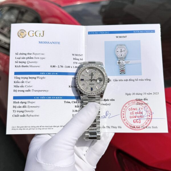 Dong Ho Kim Cuong Rolex Day Date Do Moissanite Replica 11 GM V2 40mm 1 1