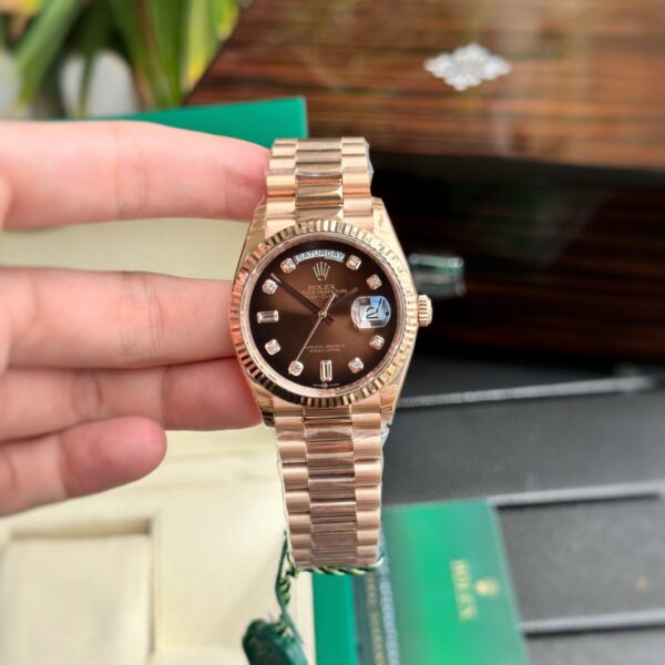 Dong Ho Nam Rolex Day Date Fake 11 Mat Chocolate Nha May EW 36mm 2 1