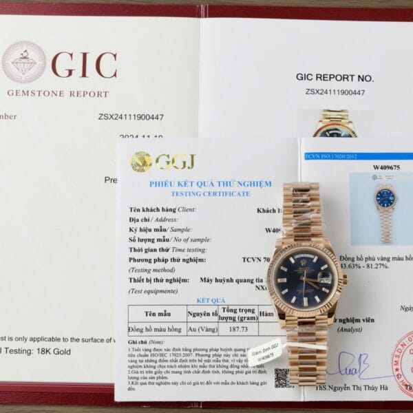 Dong Ho Nam Rolex Day Date Mat Xanh Che Tac Trong Luong 186Gram Boc Vang That 40mm 6 1