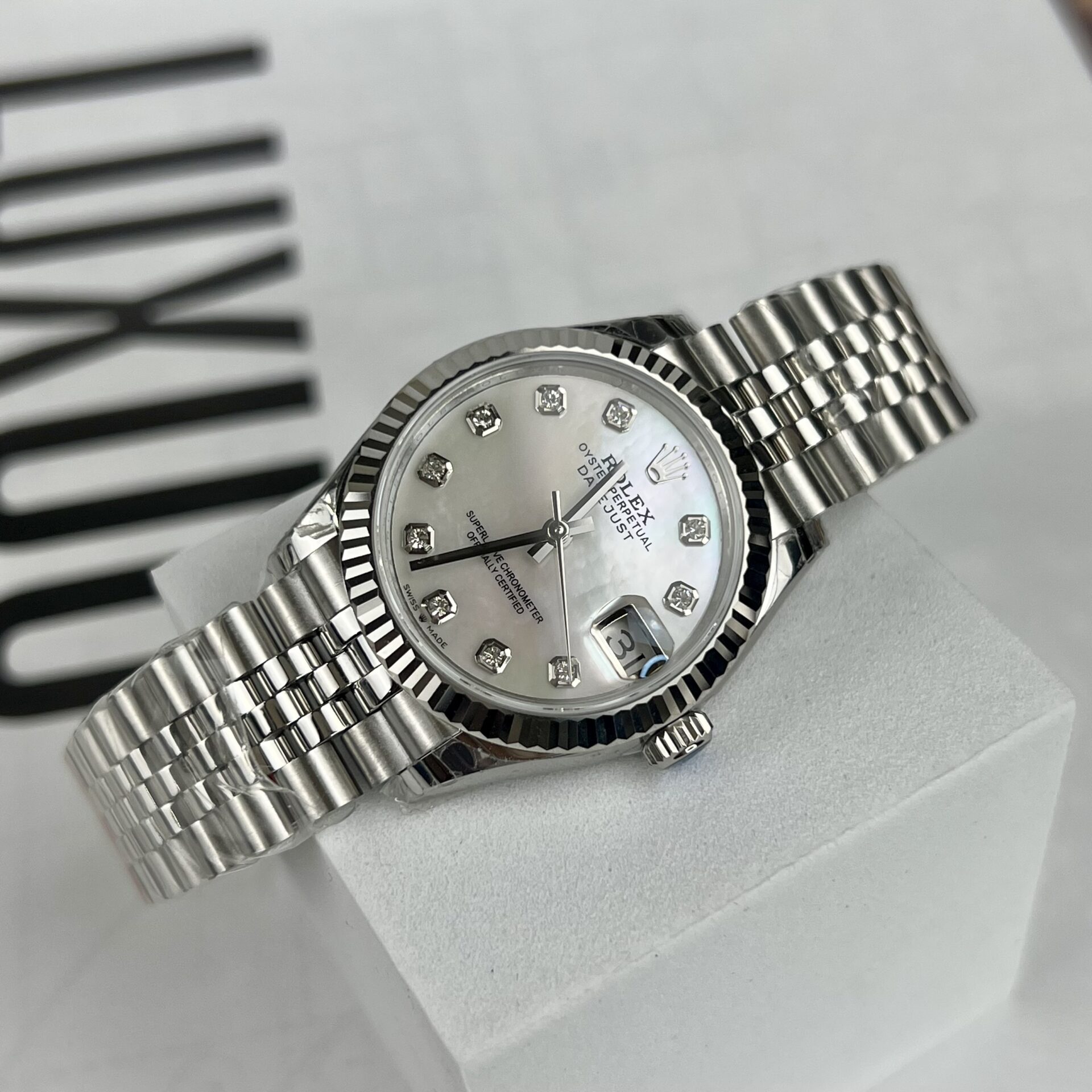 Rolex DateJust Super Clone Watch Mother of Pearl Dial Jubilee Strap 31mm