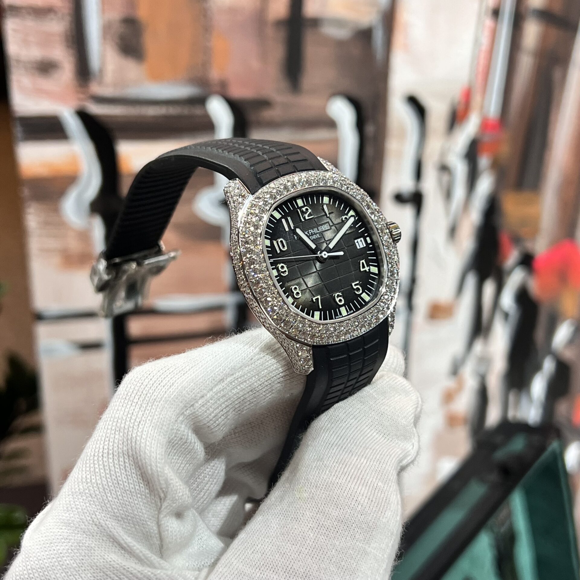 Patek Philippe Aquanaut 5167 With Diamond Natural Rubber Strap 40mm Super Clone - Image 4