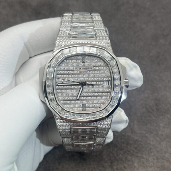 Dong Ho Patek Philippe Che Tac Vang Trang Kim Cuong CVD Nautilus 5719 40mm 1 1