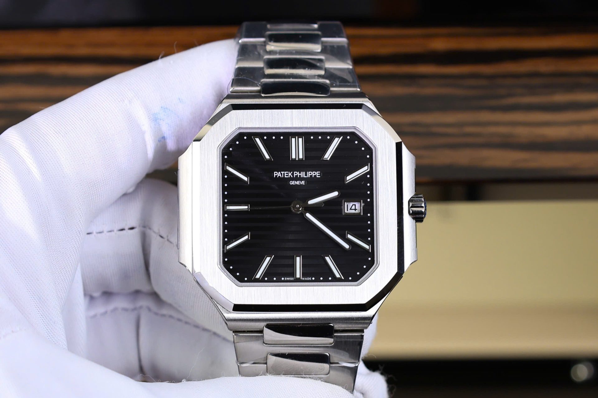 Patek Philippe Cubitus 5821 Super Clone Black Dial Stainless Steel TW Factory 45mm