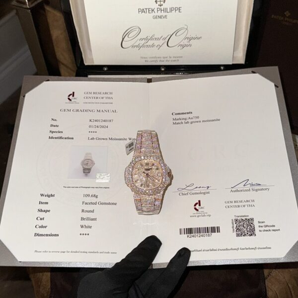 Dong Ho Patek Philippe Nautilus 5719 Che Tac Boc Vang Full Moissanite 40mm 4 1
