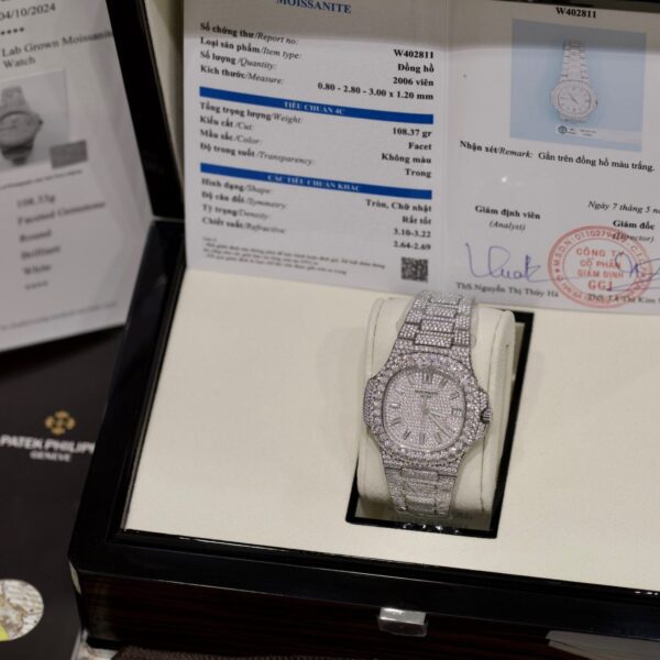 Dong Ho Patek Philippe Nautilus 5719 Dinh Full Kim Cuong Nhan Tao Moissanite 40mm 2 1