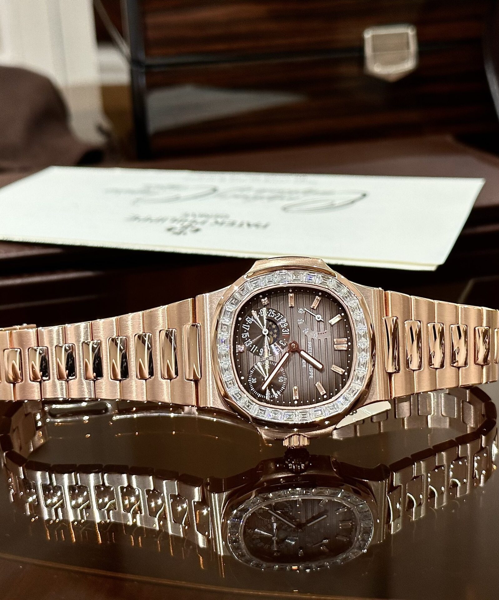 Patek Philippe Nautilus 5724 Super Clone Watch Gold Wrapped Diamond Moissanite 40mm - Image 3