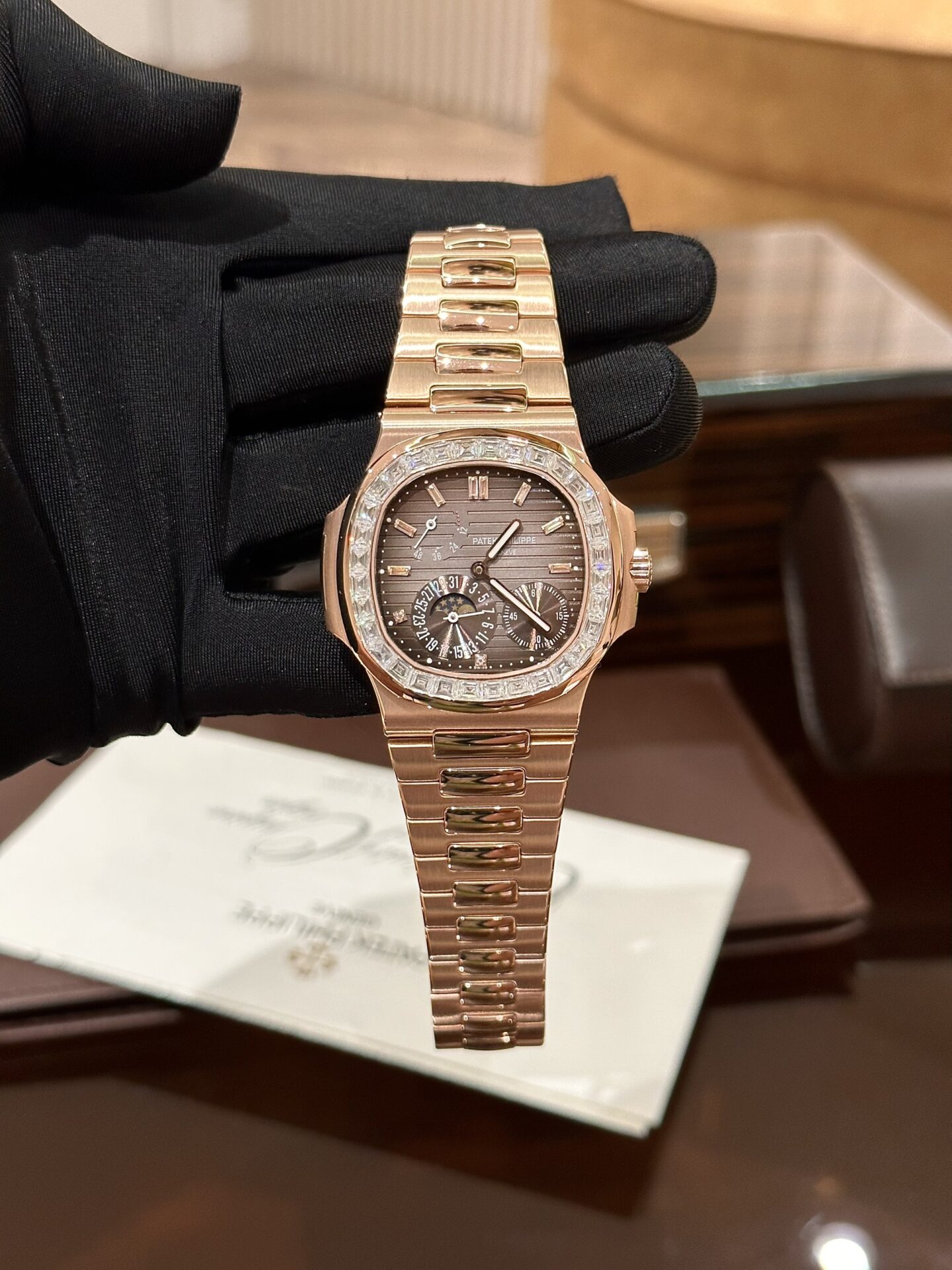 Patek Philippe Nautilus 5724 Super Clone Watch Gold Wrapped Diamond Moissanite 40mm - Image 6