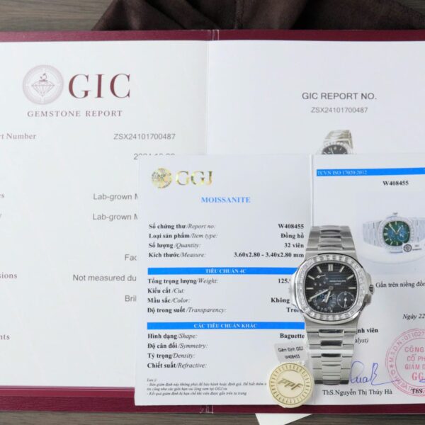 Dong Ho Patek Philippe Nautilus 5724G Che Tac Mat Tinh Chinh Kim Cuong Moissanite Baguette 40mm 11 1