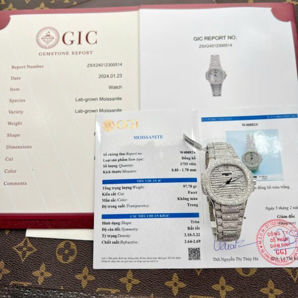 Dong Ho Patek Philippe Nautilus 7118 Dinh Full Kim Cuong Nhan Tao Moissanite 1 1