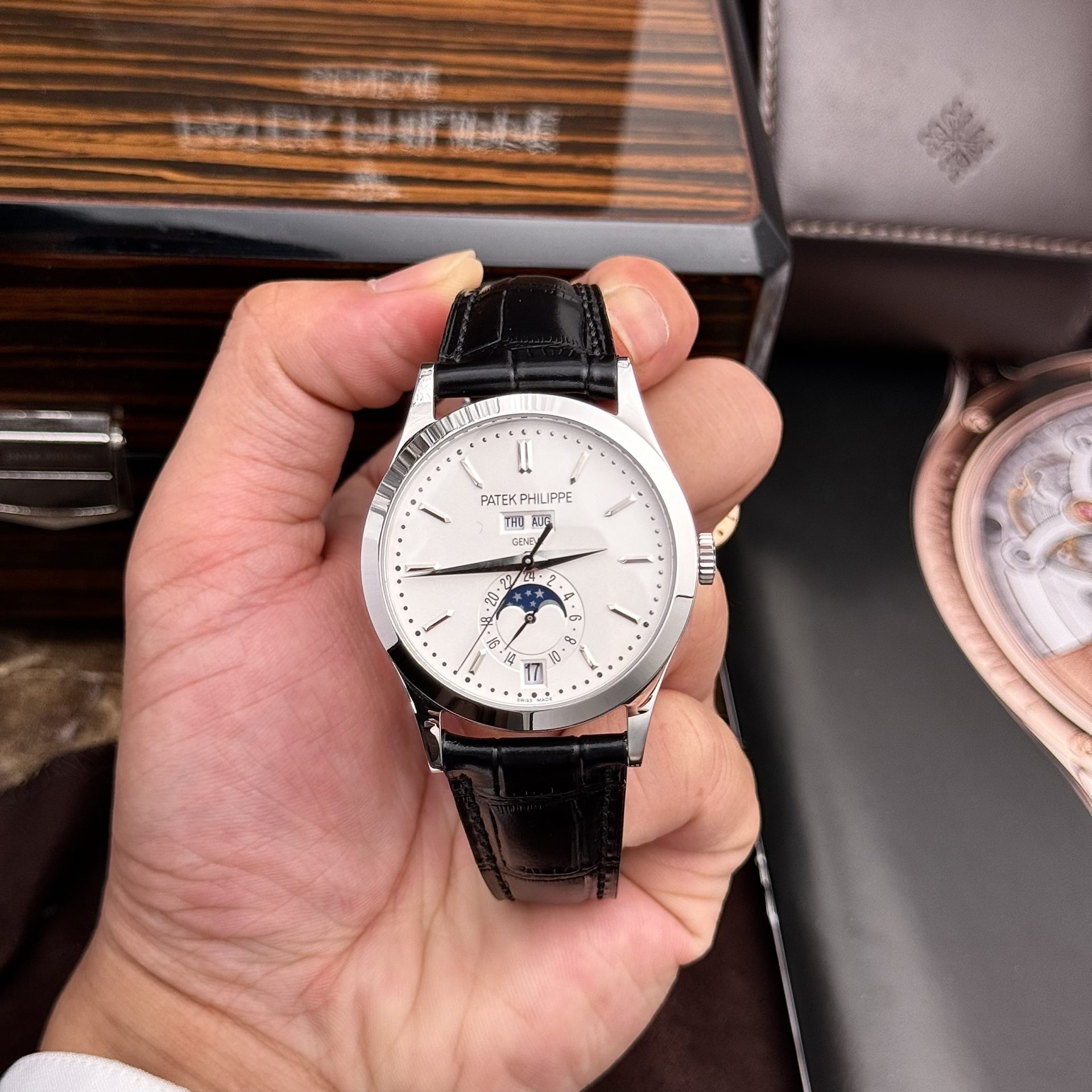 Patek Philippe Super Clone Watch Complications 5396G White Dial Leather Strap 38.5mm - Image 2
