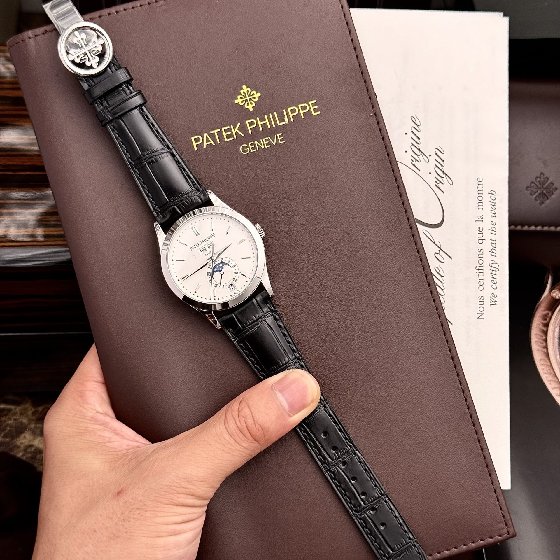 Patek Philippe Super Clone Watch Complications 5396G White Dial Leather Strap 38.5mm