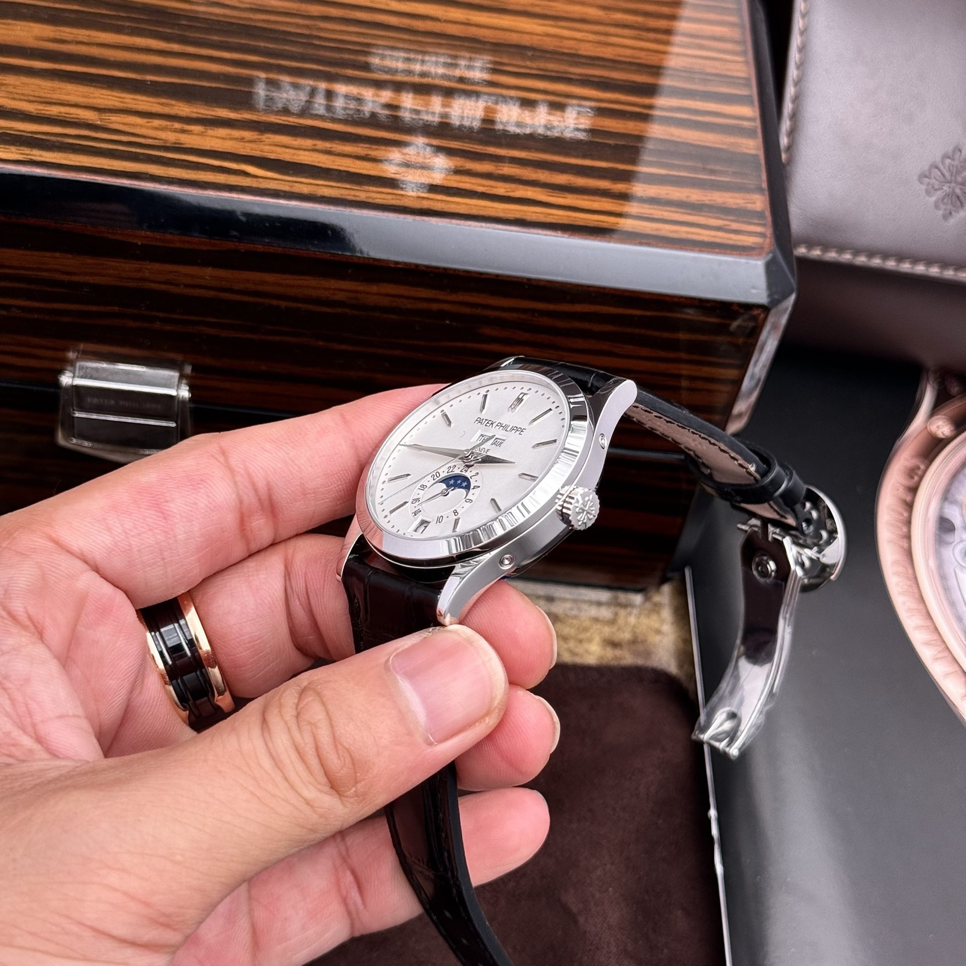 Patek Philippe Super Clone Watch Complications 5396G White Dial Leather Strap 38.5mm - Image 5