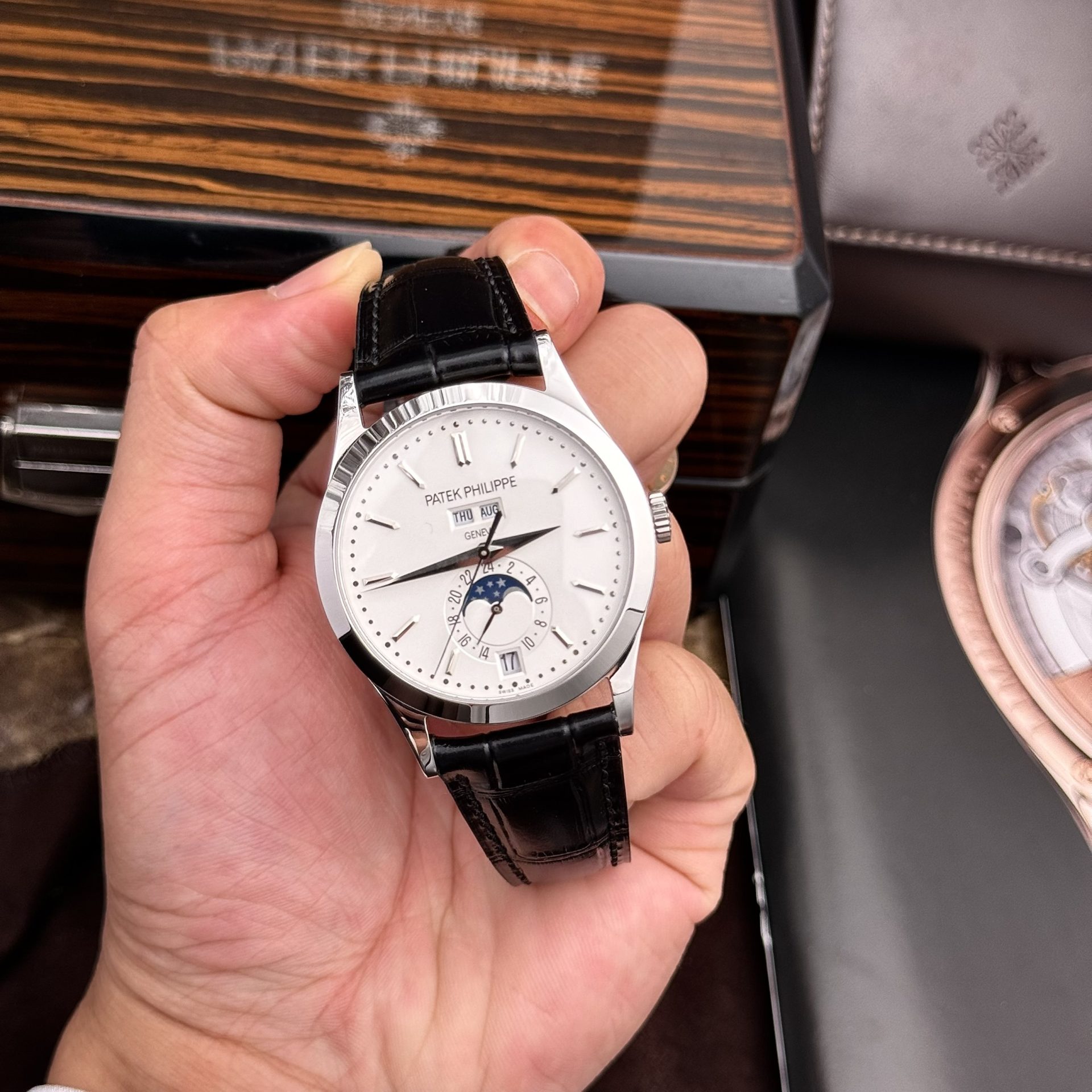 Patek Philippe Super Clone Watch Complications 5396G White Dial Leather Strap 38.5mm - Image 4