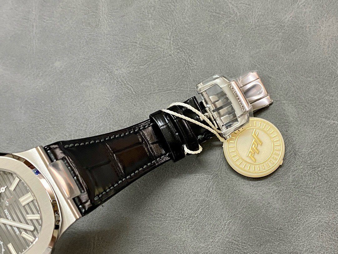 Patek Philippe Super Clone Watch Nautilus 5712 Gray Dial Leather Strap PPF 40mm - Image 8