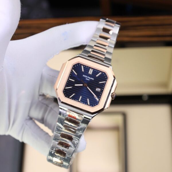 Dong Ho Patek Philippe Replica 11 Cubitus 5821 Demi Vang Hong Mat Xanh Blue 3 1