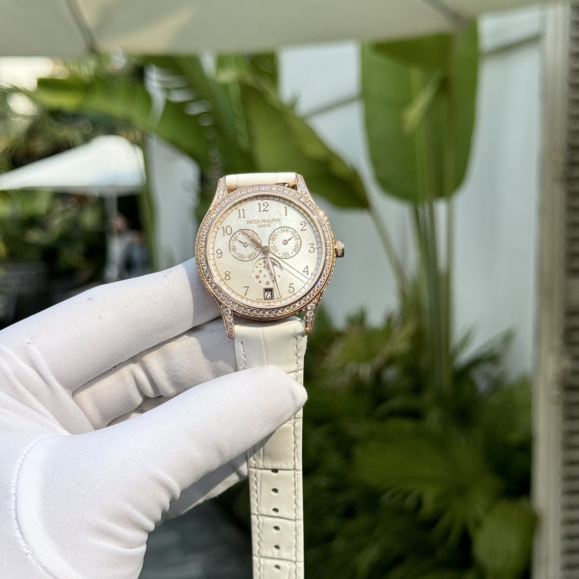 Patek Philippe Super Clone Watch Complications 4947R White Leather Strap 38mm - Image 5