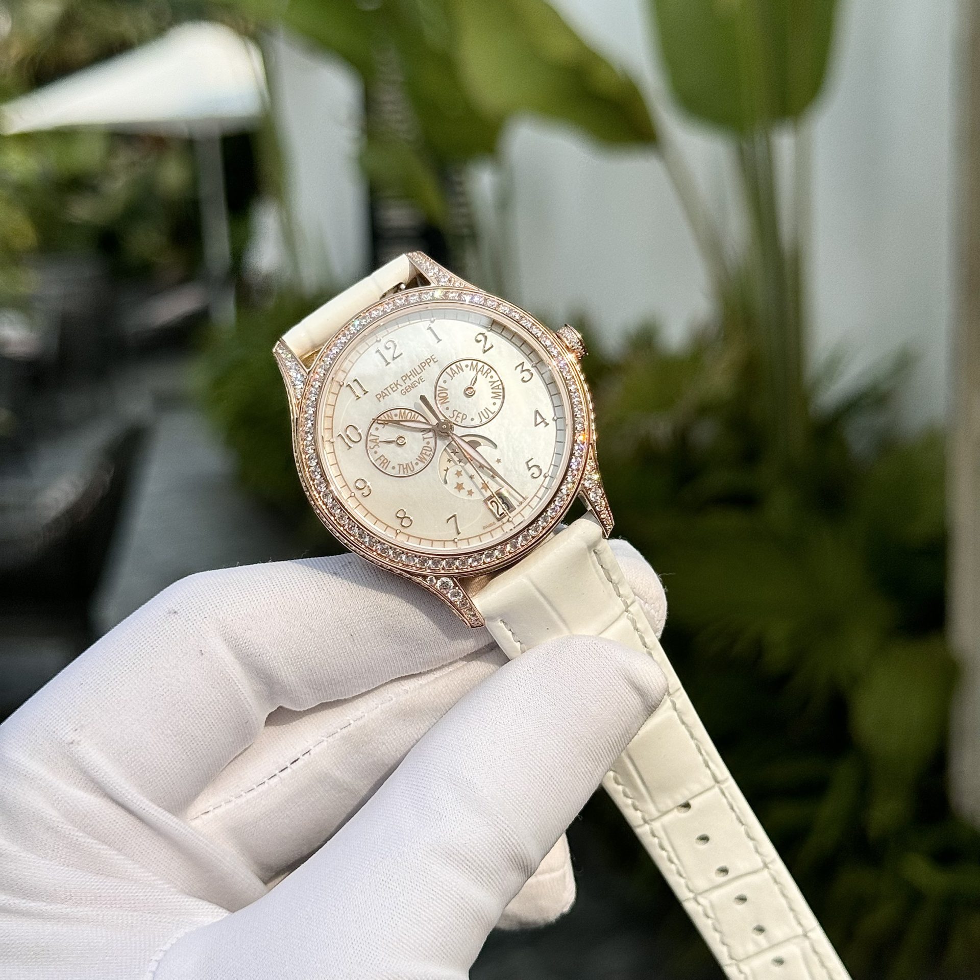 Patek Philippe Super Clone Watch Complications 4947R White Leather Strap 38mm - Image 6