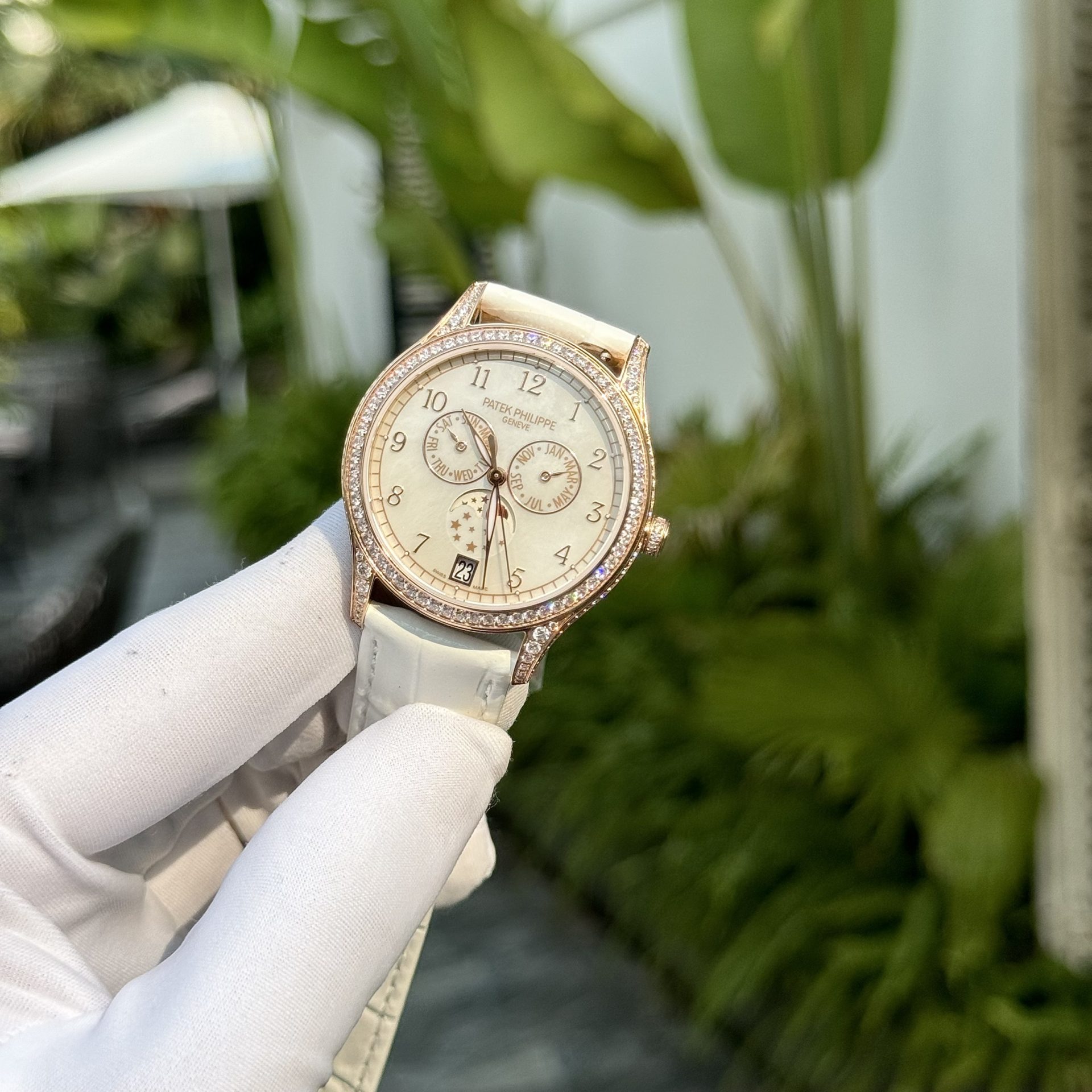 Patek Philippe Super Clone Watch Complications 4947R White Leather Strap 38mm - Image 7