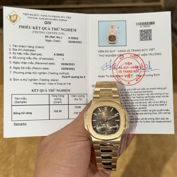 Dong Ho Patek Philippe Vang Nguyen Khoi 18K Nautilus 5712 Mat Nau 40mm 7 1
