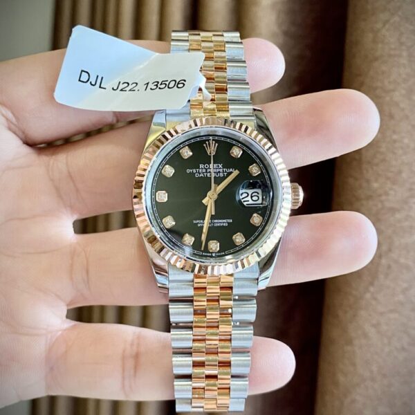 Dong Ho Rolex Boc Vang Hong Mat Den Nha May GM DateJust 36mm 6 1