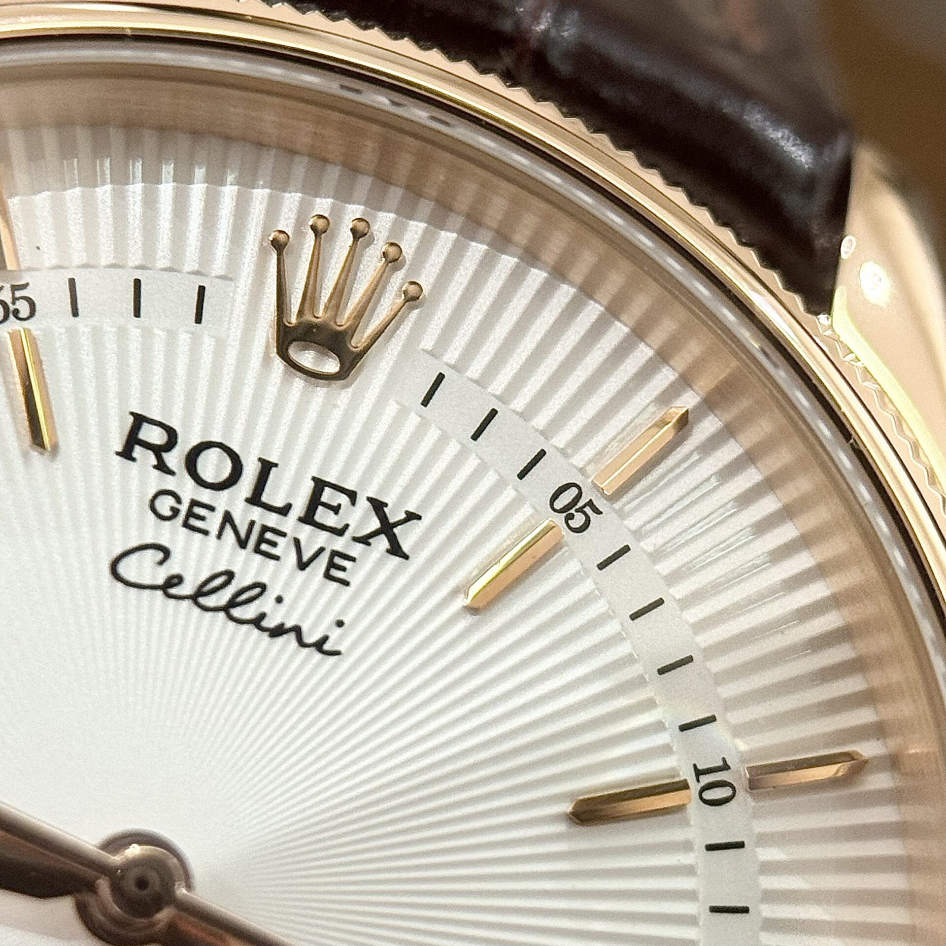 Rolex Cellini 50525 Super Clone Watch Rose Gold Brown Strap 39mm - Image 6