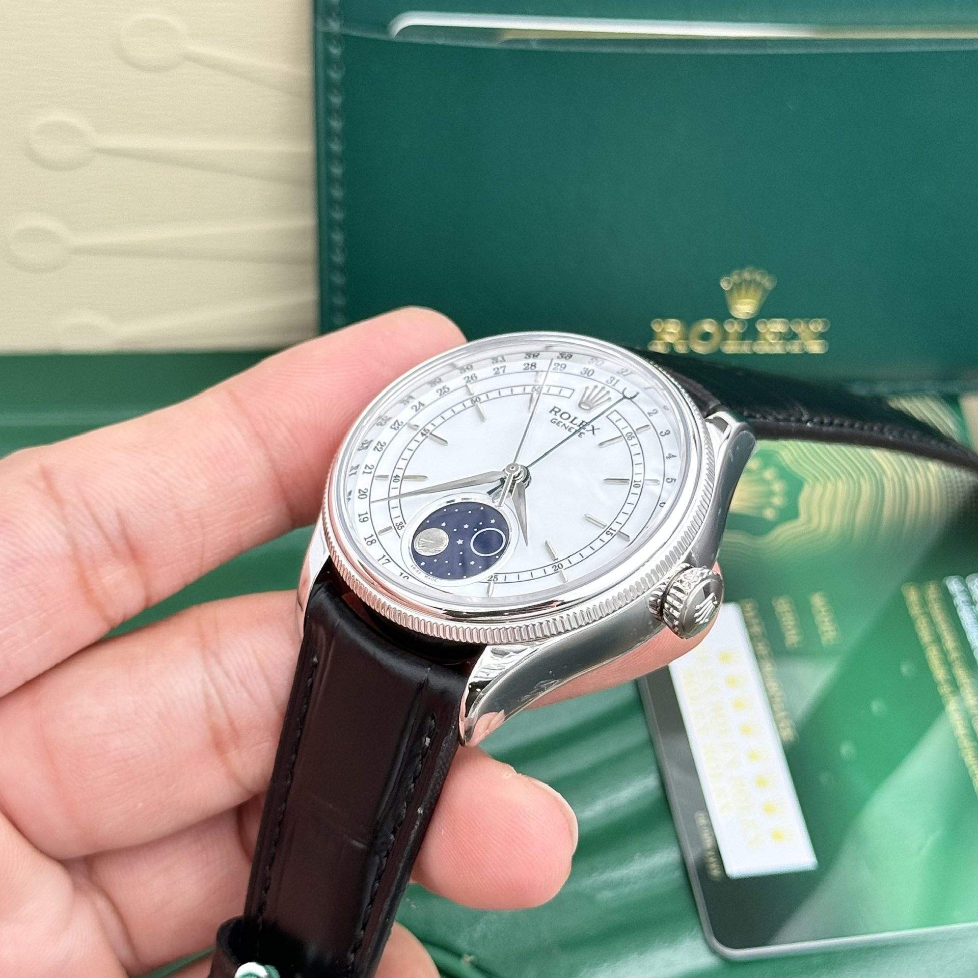 Rolex Super Clone Watch Cellini Moonphase Dial White 39mm - Image 4