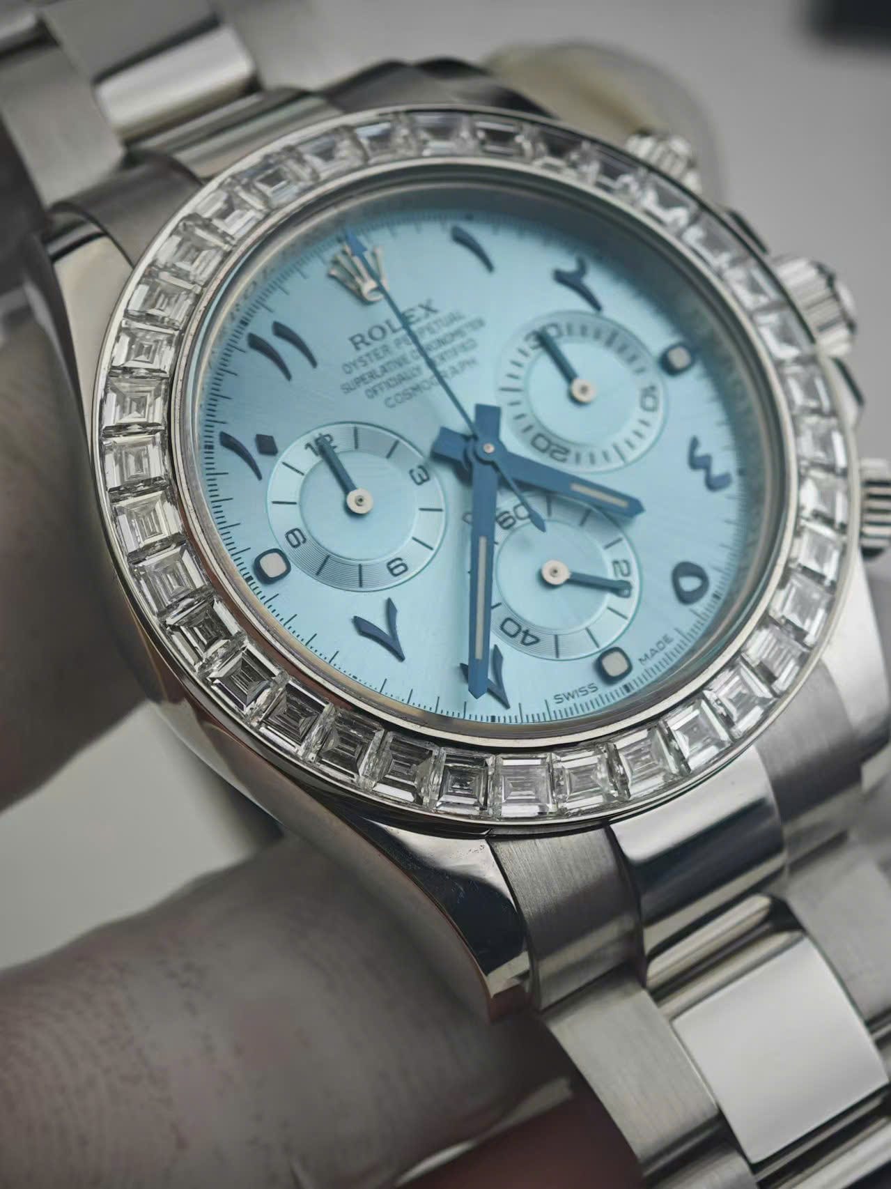 Rolex Cosmograph Daytona 116576TBR Super Clone Watch Platinum PT950 + Diamonds Custom 40mm - Image 3