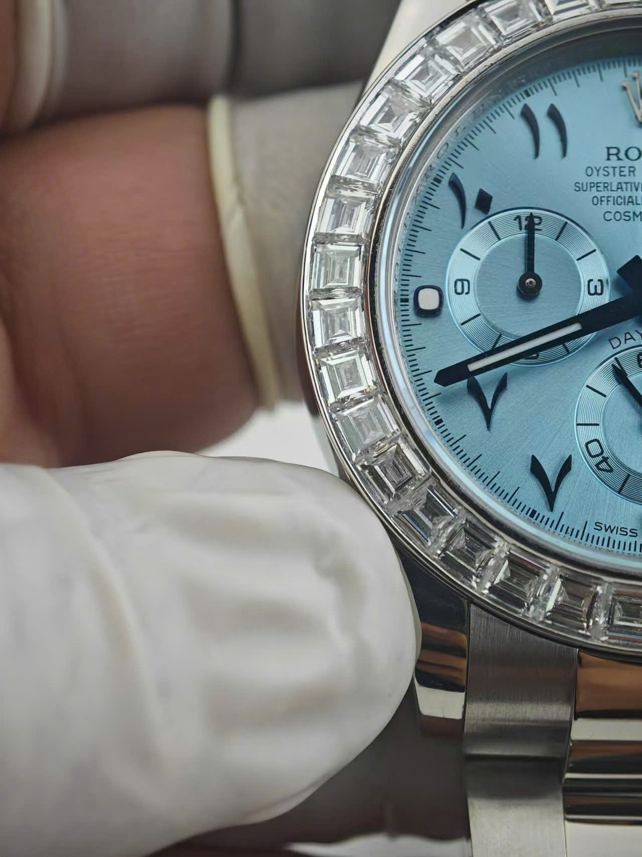 Rolex Cosmograph Daytona 116576TBR Super Clone Watch Platinum PT950 + Diamonds Custom 40mm - Image 7