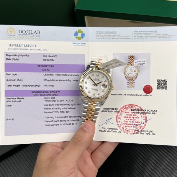 Dong Ho Rolex Che Tac DateJust Nam Boc Vang That 18K Mat MOP GM Factory 41mm 7 1