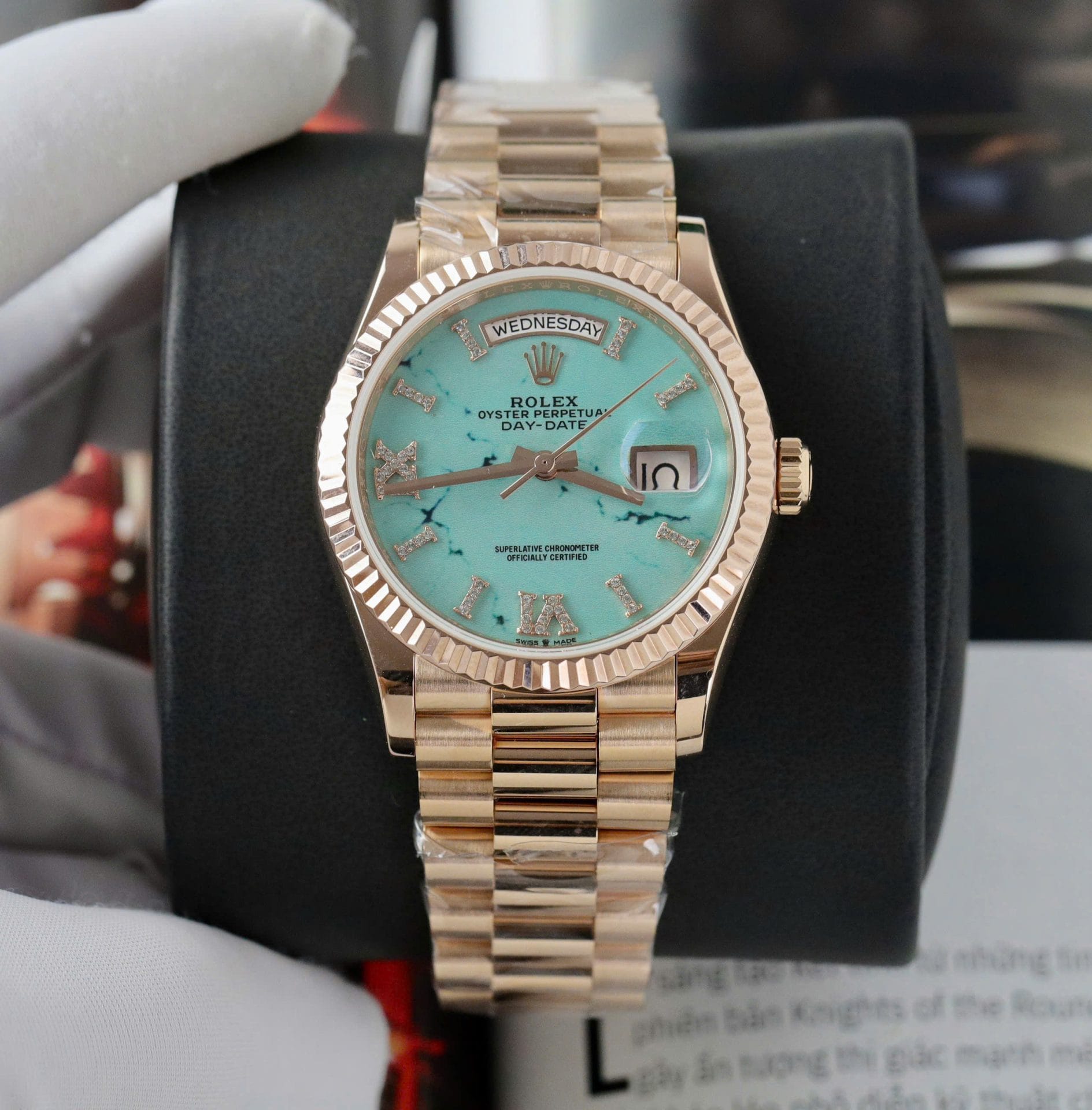 Rolex Super Clone Day-Date 128238 Dial Turquoise Gold Wrapped 36mm - Image 2