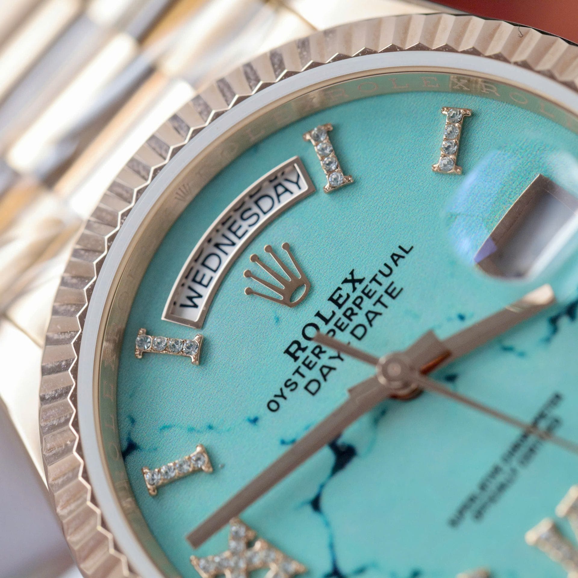 Rolex Super Clone Day-Date 128238 Dial Turquoise Gold Wrapped 36mm - Image 6