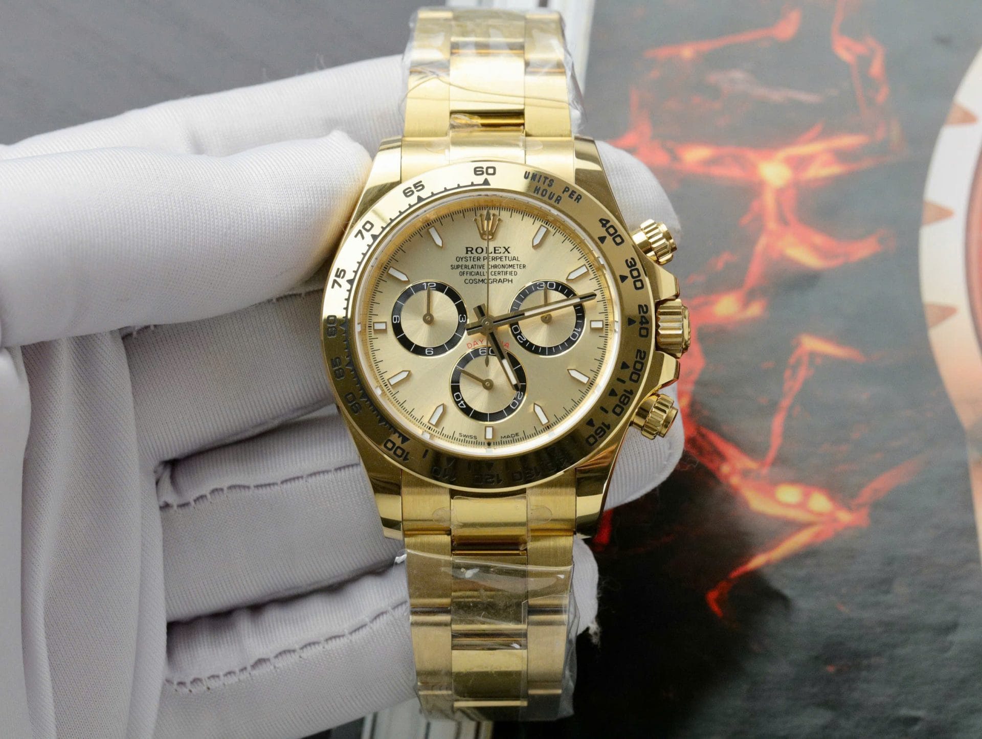 Rolex Super Clone Watch Daytona 126508 Yellow Dial Oyster Strap 40mm