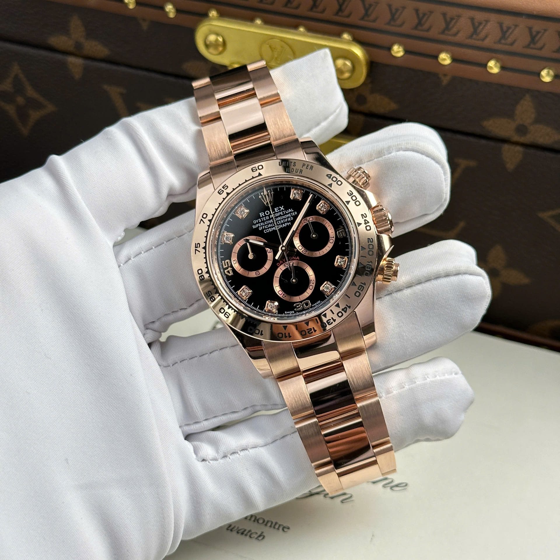 Rolex Cosmograph Daytona Dial Black Custom Gold Wrapped Super Clone Watch 40mm - Image 4