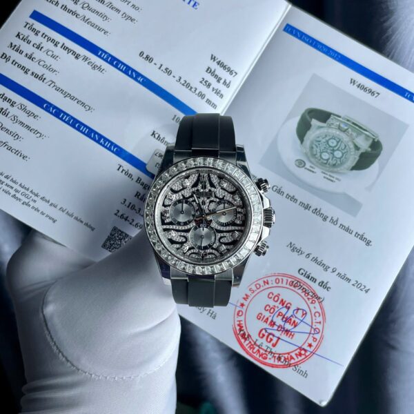 Dong Ho Rolex Cosmograph Daytona Eye Of The Tiger Che Tac Kim Cuong Moissanite Baguette 40mm 1 1