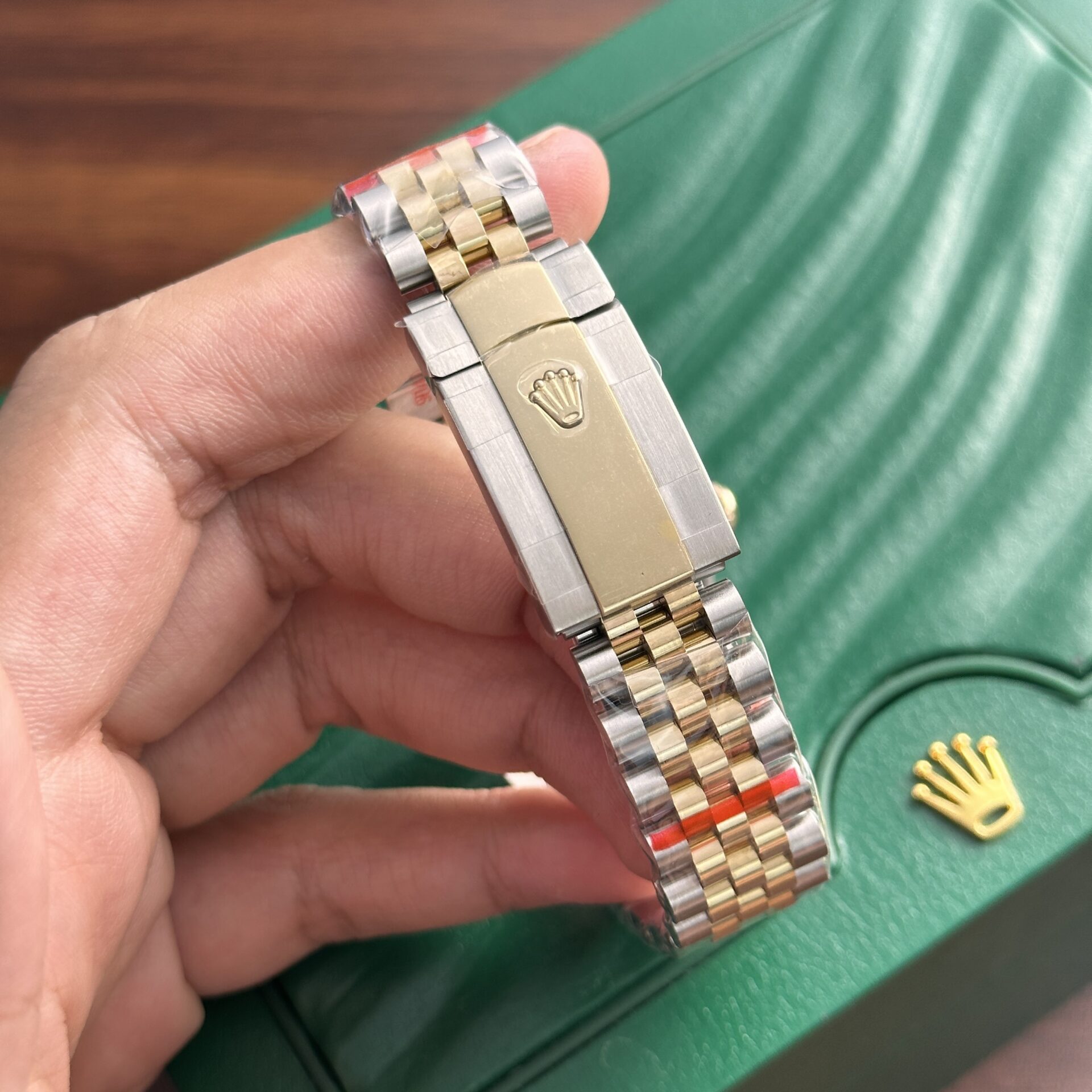 Rolex DateJust 18K Gold Wrapped Super Clone Watch Palm Leaf Dial GM 36mm - Image 8