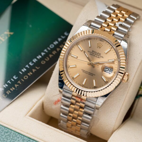 Dong Ho Rolex DateJust Boc Vang Mat Vang Champagne GM Factory 41mm 7 1
