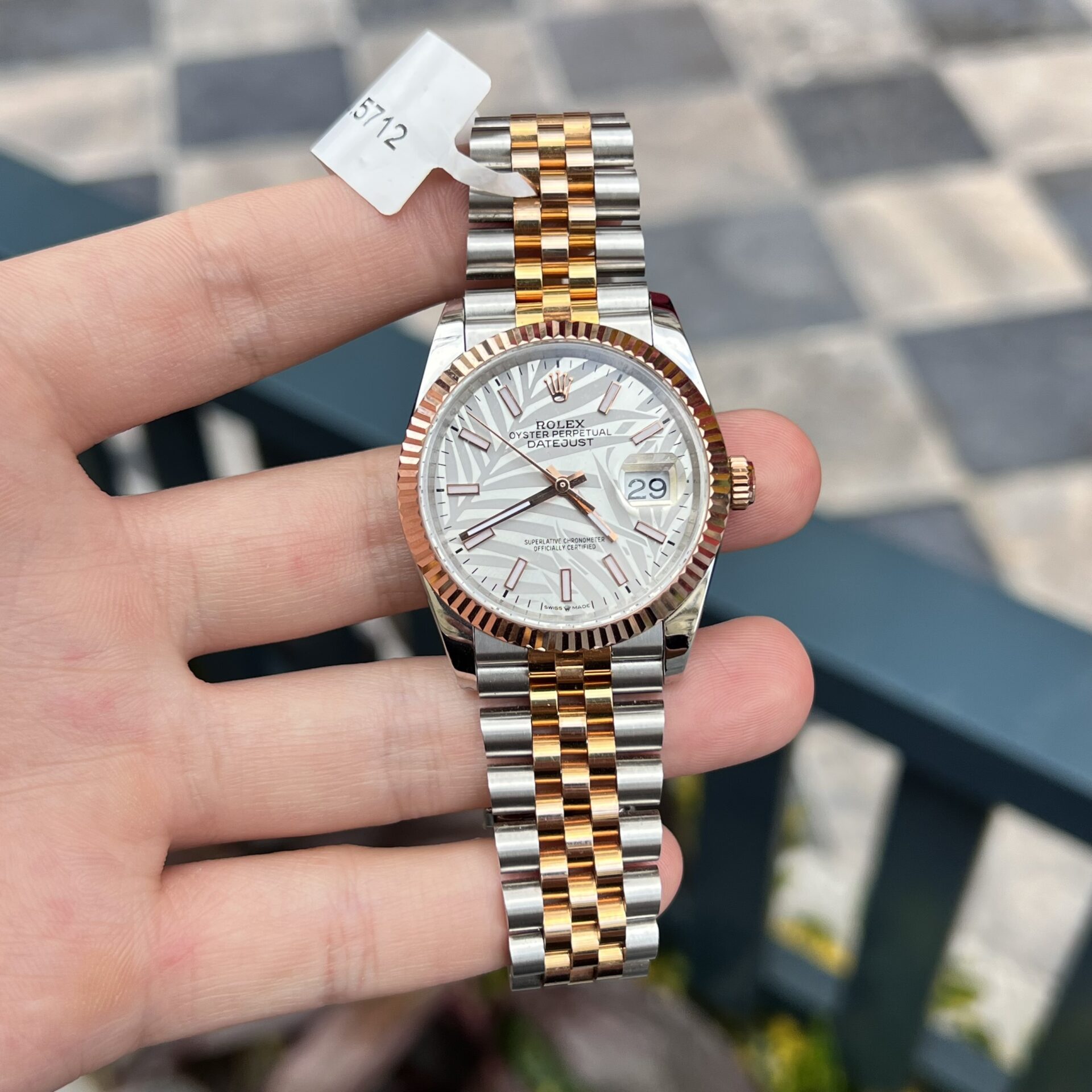 Rolex DateJust Replica 1:1 Watch Palm Leaf Grey Dial GM Factory 36mm - Image 2