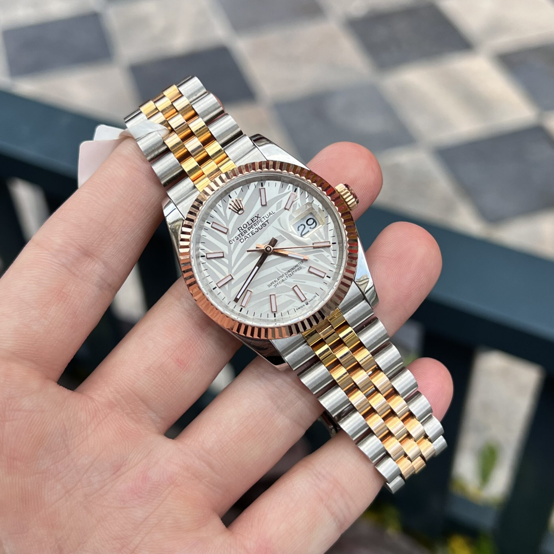 Rolex DateJust Replica 1:1 Watch Palm Leaf Grey Dial GM Factory 36mm - Image 3