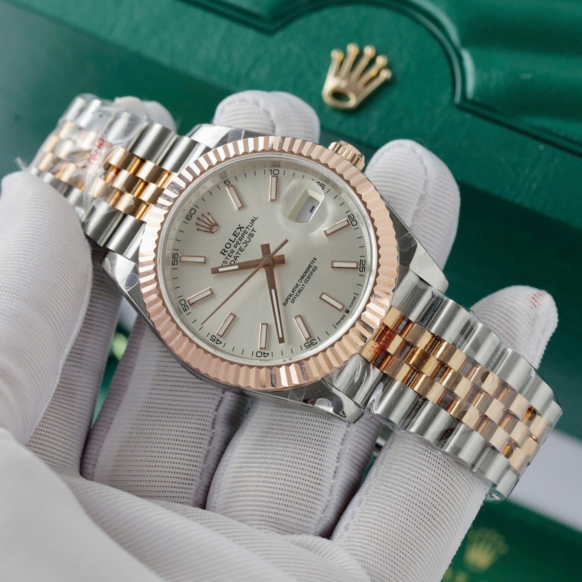 Rolex DateJust Super Clone Watch Gold Wrapped Jubilee Strap GM Factory 41mm - Image 4