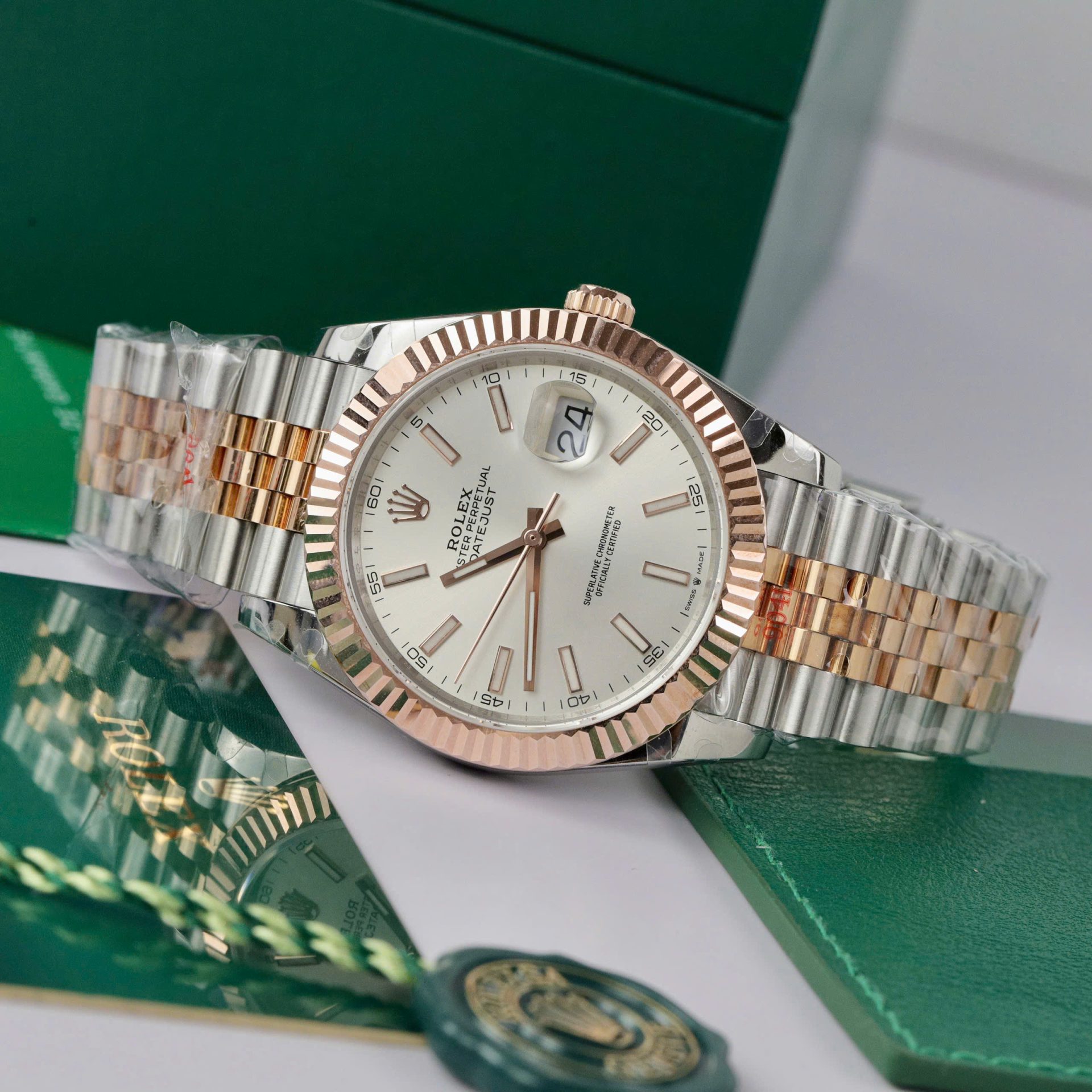 Rolex DateJust Super Clone Watch Gold Wrapped Jubilee Strap GM Factory 41mm - Image 3