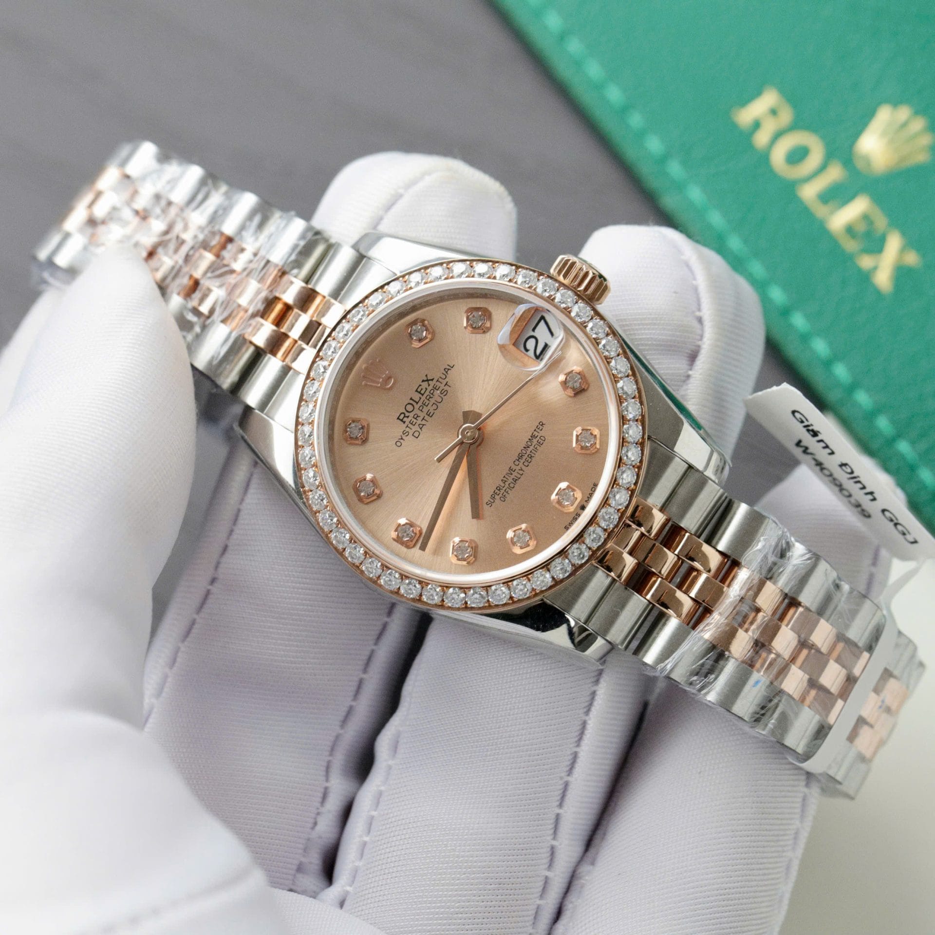 Rolex DateJust Super Clone Watch Custom Moissanite Diamonds Hong Kong 31mm - Image 3