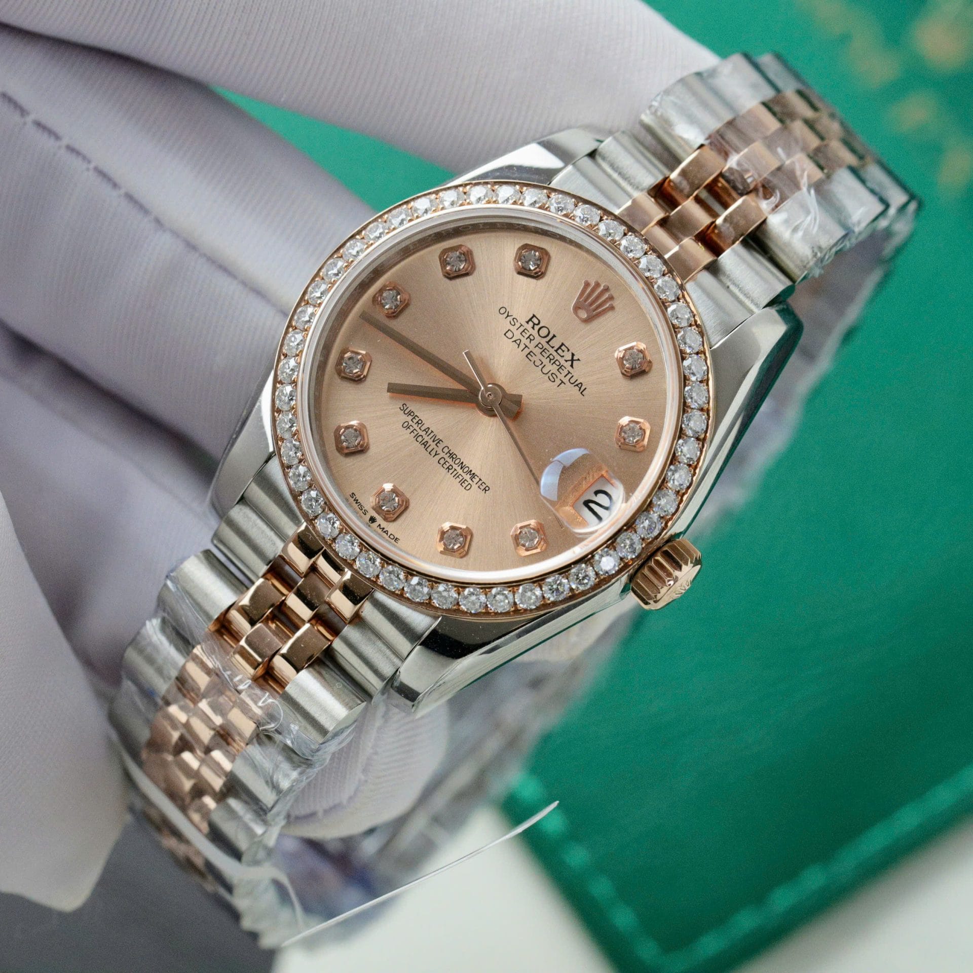 Rolex DateJust Super Clone Watch Custom Moissanite Diamonds Hong Kong 31mm - Image 4