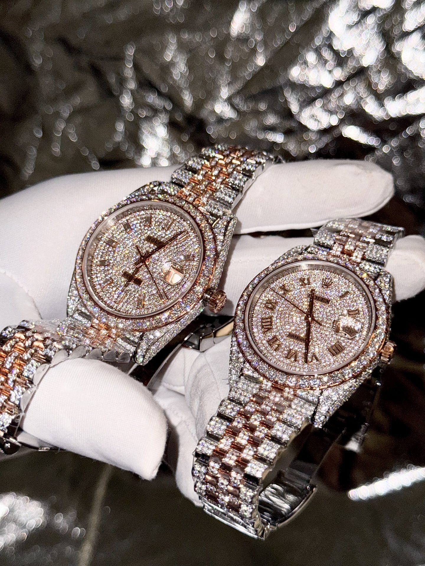 Rolex Super Clone 1:1 Watch DateJust With Full Diamond Moissanite Hong Kong 41mm - Image 4