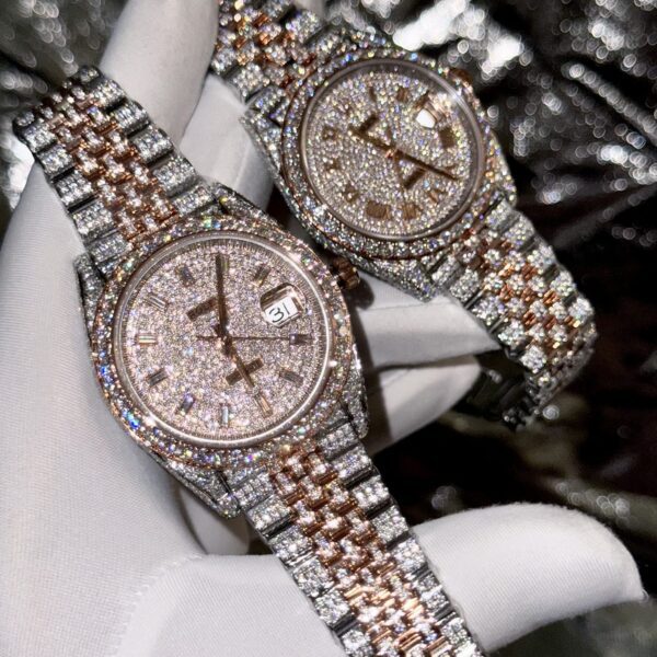 Dong Ho Rolex DateJust Che Tac Full Kim Cuong Moissanite Hong Kong 41mm 9 1