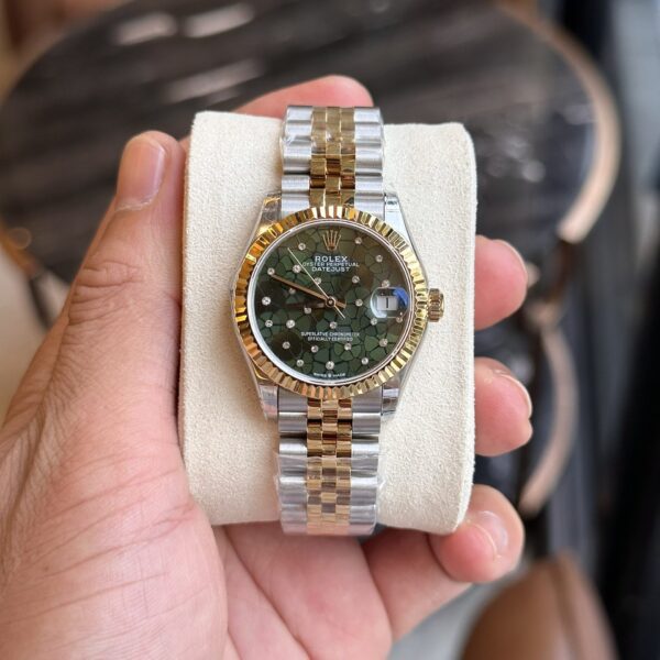 Dong Ho Rolex DateJust Demi Gold Mat So Cay La Xanh 31mm 7 1