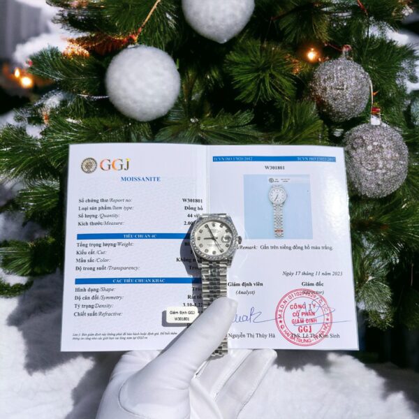 Dong Ho Rolex DateJust Dinh Moissanite Mat Trang Replica 11 31mm 6 1