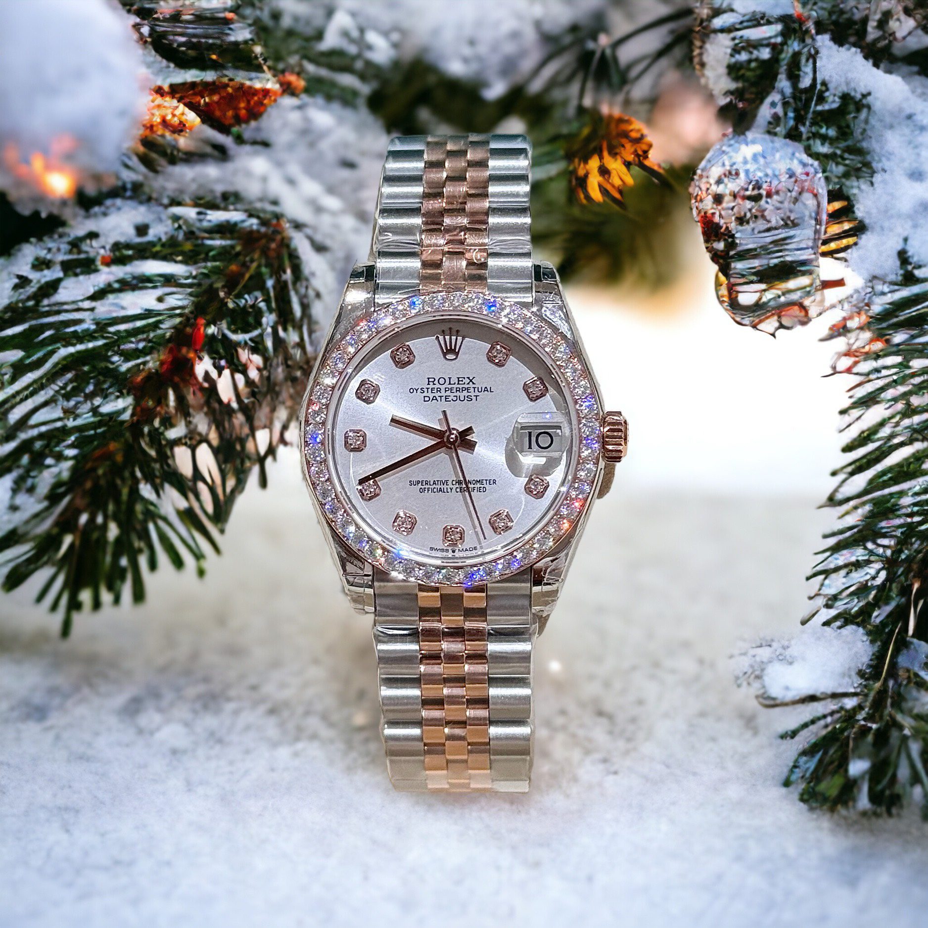 Rolex DateJust Moissanite Diamond White Dial Super Clone Watch Demi 31mm - Image 3