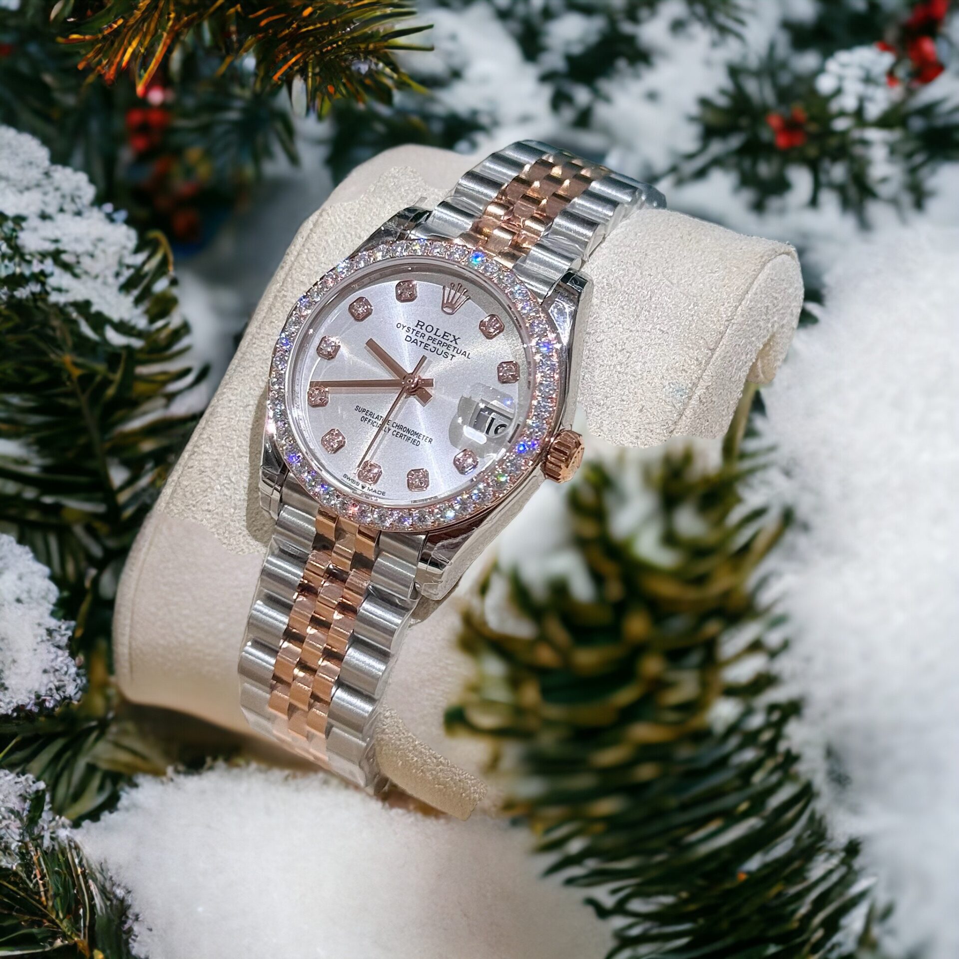 Rolex DateJust Moissanite Diamond White Dial Super Clone Watch Demi 31mm - Image 4