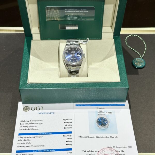 Dong Ho Rolex DateJust Do Kim Cuong Moissanite Mat Xanh Clean Factory 41mm 1 1